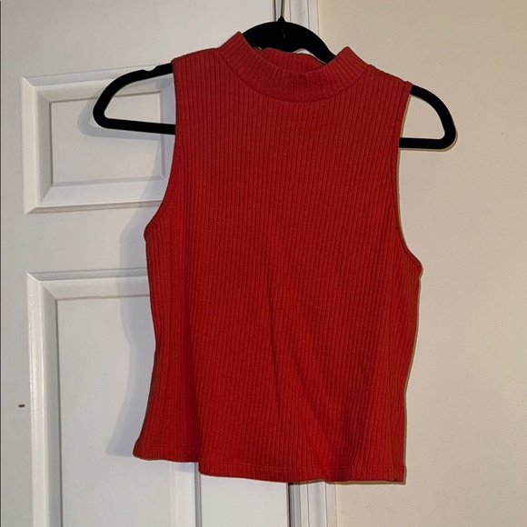 Sleeveless Orange Ribbed Top - Picture 2 of 6